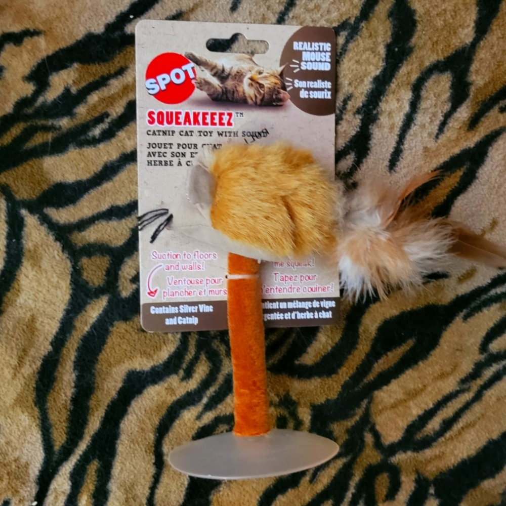 Cat Toy Mouse w Suction Kitten Various Colors